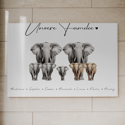 Familien Fotoboard Magnetisch Elefanten Familienporträt Geschenk für Oma Opa Mama Papa