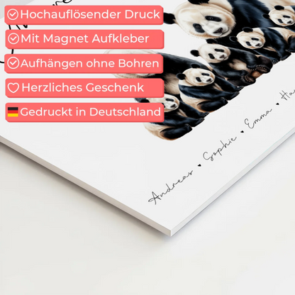 Fotoboard Magnet Poster Familie Panda Familienporträt Geschenk für Papa Mama Oma Opa