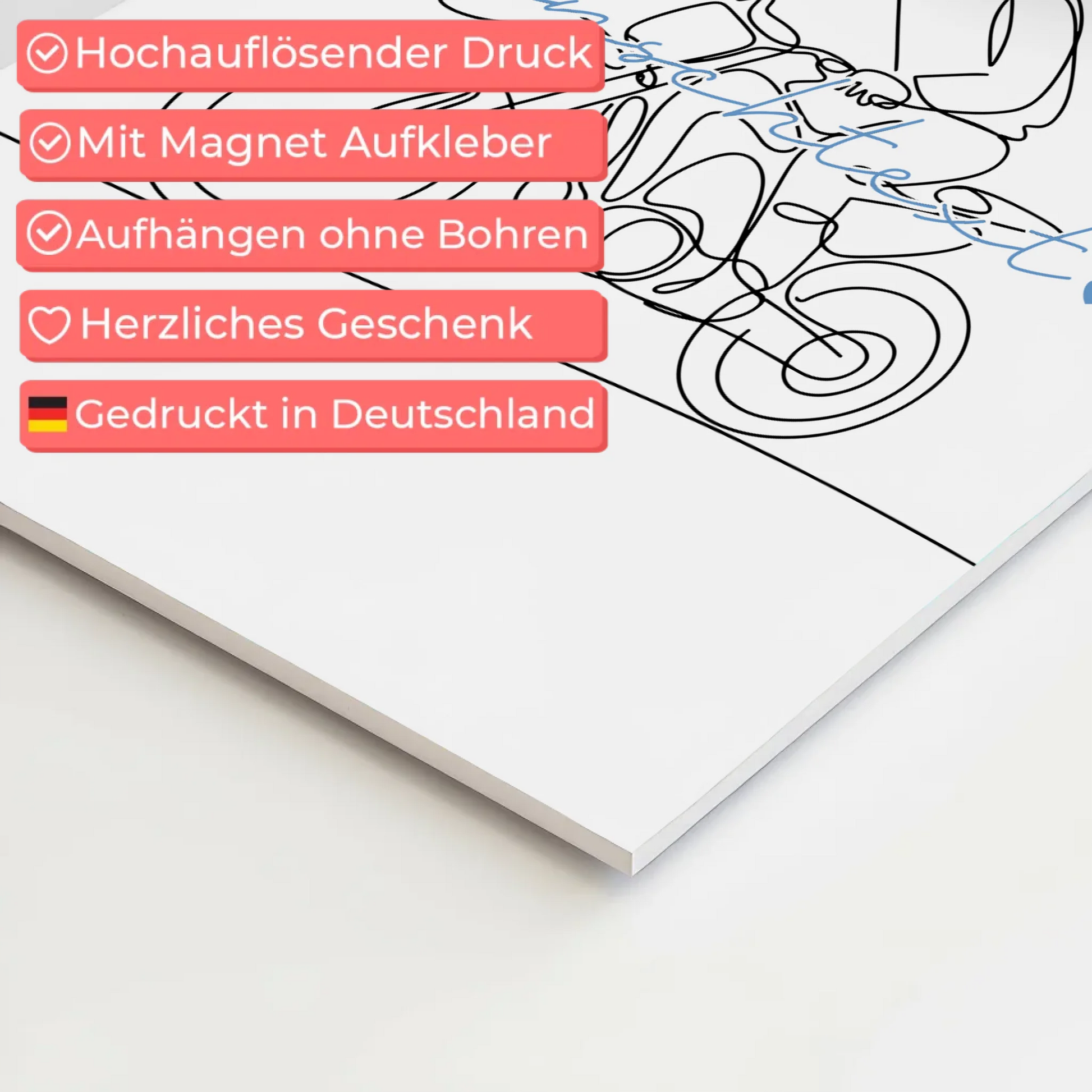 Personalisiertes Fotoboard Magnetisch Lineart Motocross Geschenk Sohn & Bruder 10