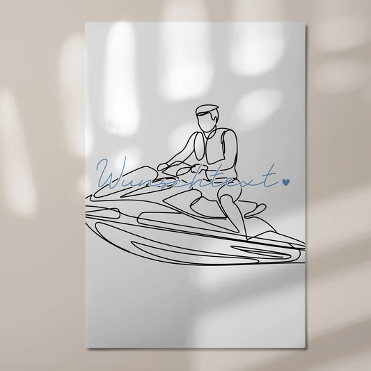 Lineart Fotoboard Magnet Wandbild Jetskifahren Geschenk Sohn & Bruder 1