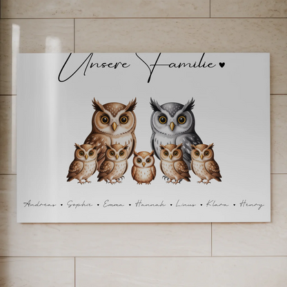 Fotoboard Magnet Poster Familie Eulen Familienporträt Geschenk für Mama Papa Oma Opa