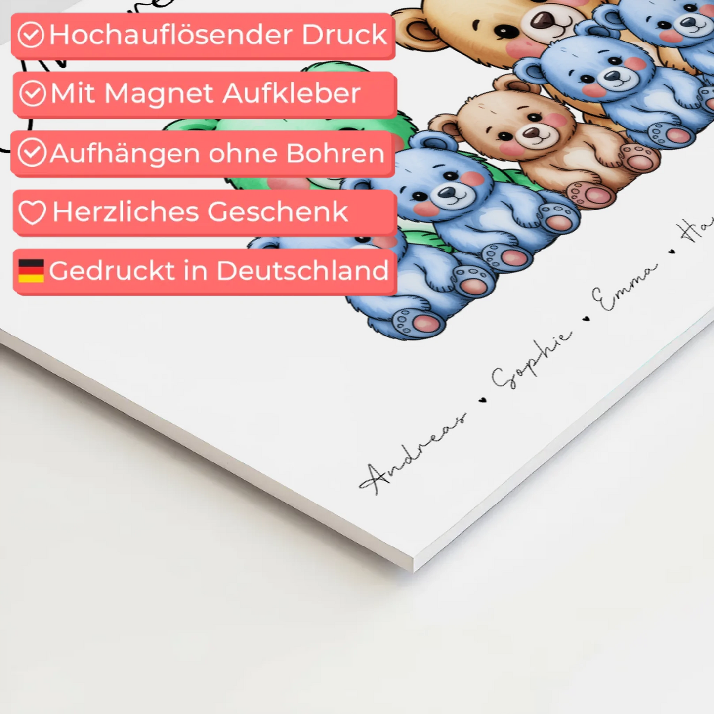 Fotoboard Spruch Familie Bärchen Familienporträt Geschenk für Oma Opa Mama Papa