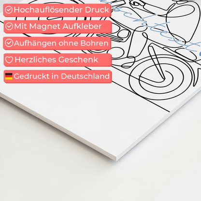 Lineart Fotoboard Magnet Wandbild Motorradfahren Geschenk Sohn & Bruder 10