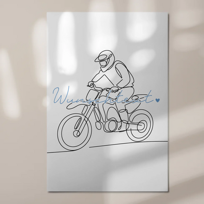 Personalisiertes Fotoboard Magnetisch Lineart Motocross Geschenk Sohn & Bruder