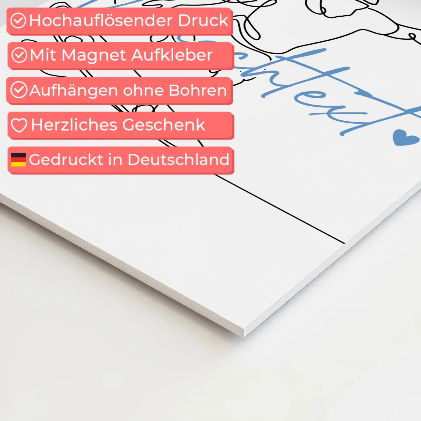 Lineart Fotoboard Magnetisch Personalisiert Wakeboarden Geschenk Sohn & Bruder