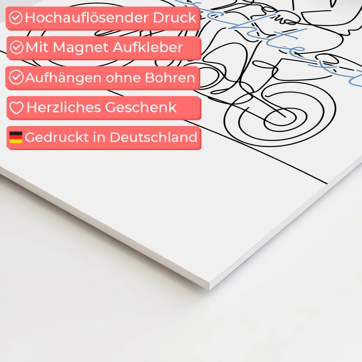 Personalisiertes Fotoboard Magnetisch Lineart Motocross Geschenk Sohn & Bruder