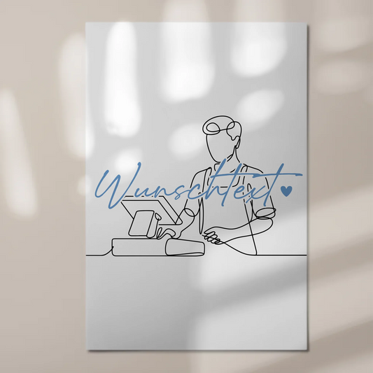 Lineart Fotoboard Magnet Wandbild Kassierer Geschenk Sohn & Bruder 1