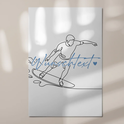 Lineart Fotoboard Magnetisch Personalisiert Wakeboarden Geschenk Sohn & Bruder
