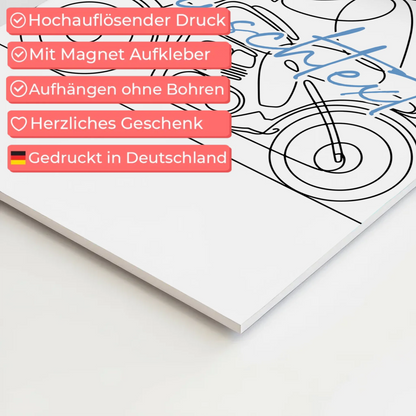 Lineart Fotoboard Magnetisch Personalisiert Motorradfahren Geschenk Sohn & Bruder
