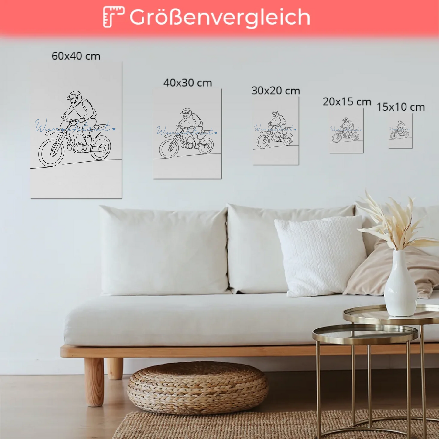 Personalisiertes Fotoboard Magnetisch Lineart Motocross Geschenk Sohn & Bruder