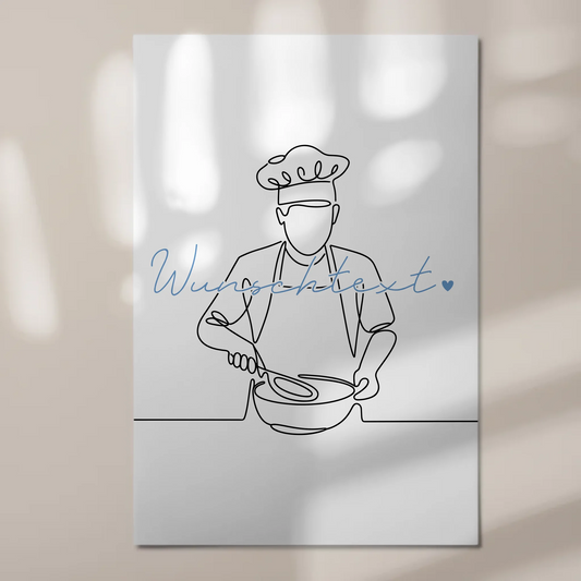 Lineart Fotoboard Magnet Wandbild Kochen Geschenk Sohn & Bruder 1