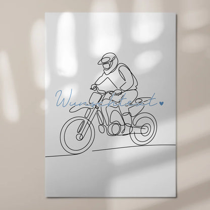 Personalisiertes Fotoboard Magnetisch Lineart Motocross Geschenk Sohn & Bruder