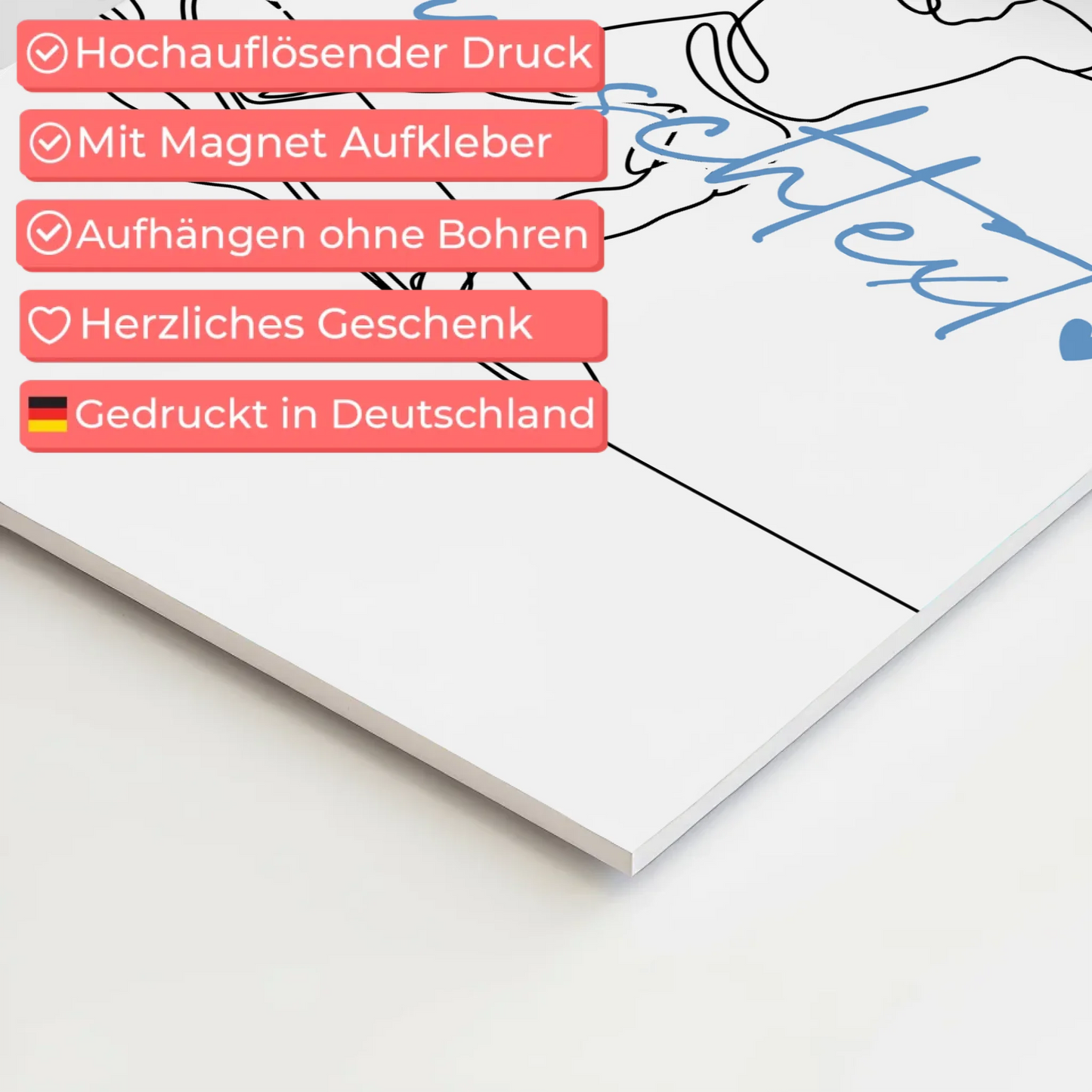 Lineart Fotoboard Magnetisch Personalisiert Wakeboarden Geschenk Sohn & Bruder