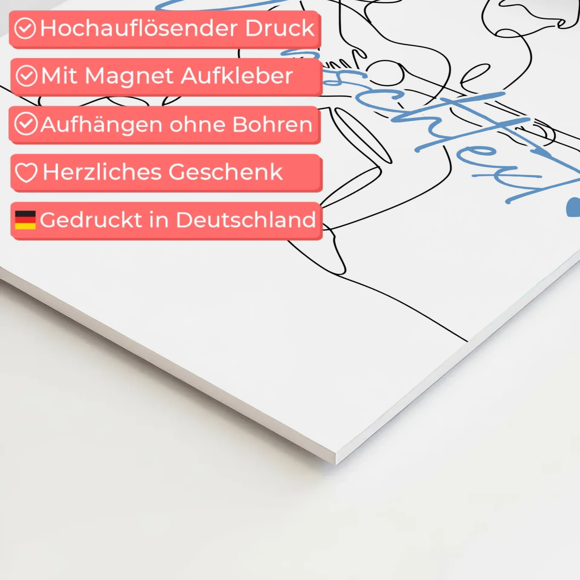 Lineart Fotoboard Magnetisch Personalisiert Gitarre Geschenk Sohn & Bruder 4