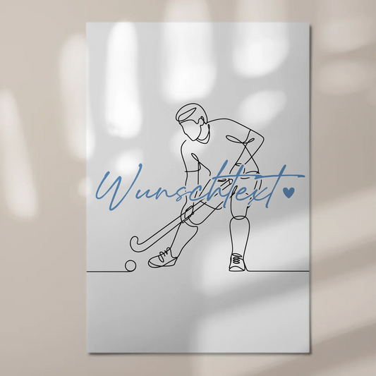 Lineart Fotoboard Magnet Wandbild Feldhockey Geschenk Sohn & Bruder 1