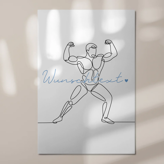Lineart Fotoboard Magnet Wandbild Bodybuilding Geschenk Sohn & Bruder 1