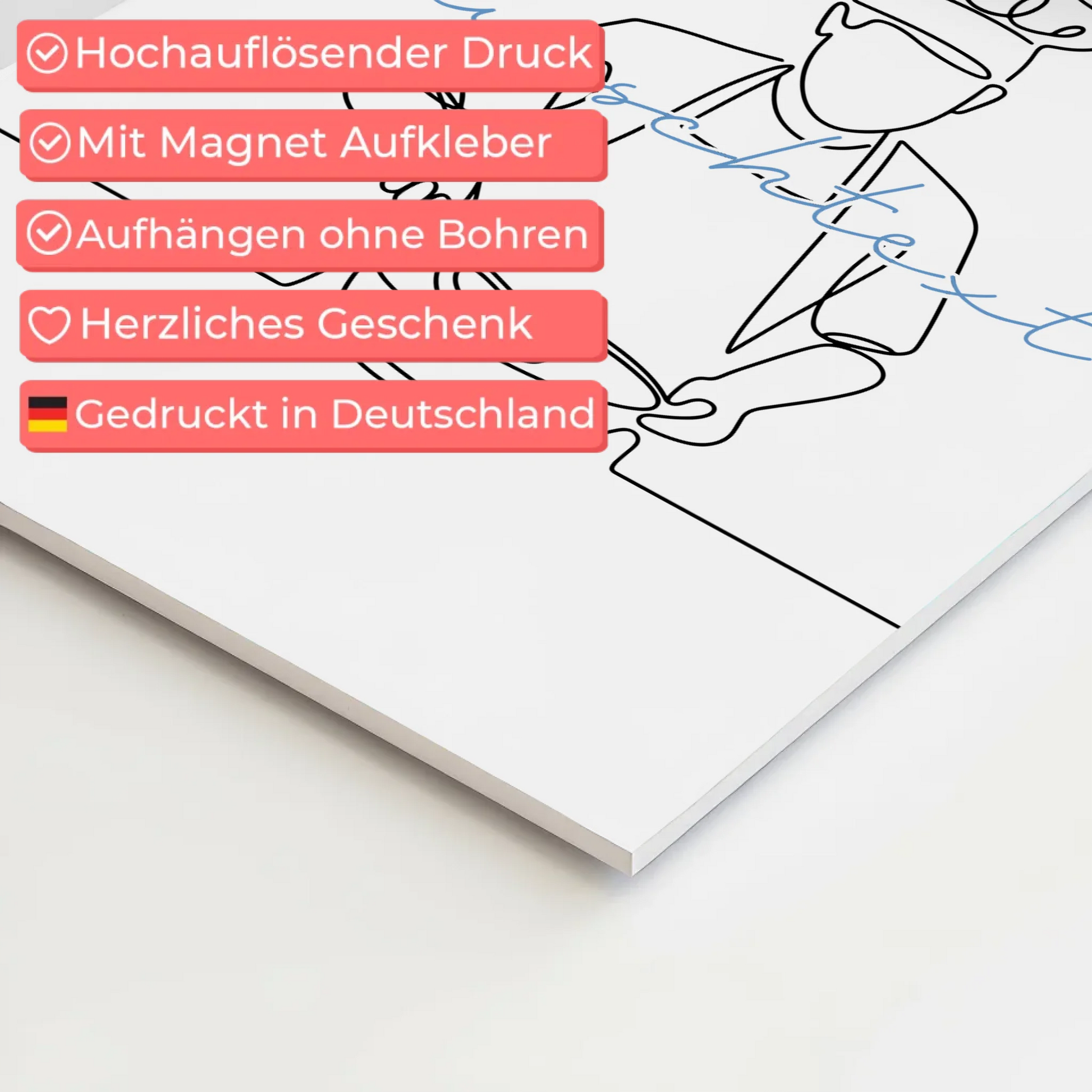 Lineart Fotoboard Magnet Wandbild Kochen Geschenk Sohn & Bruder 4