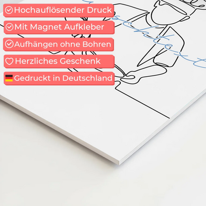 Lineart Fotoboard Magnet Wandbild Kochen Geschenk Sohn & Bruder 4