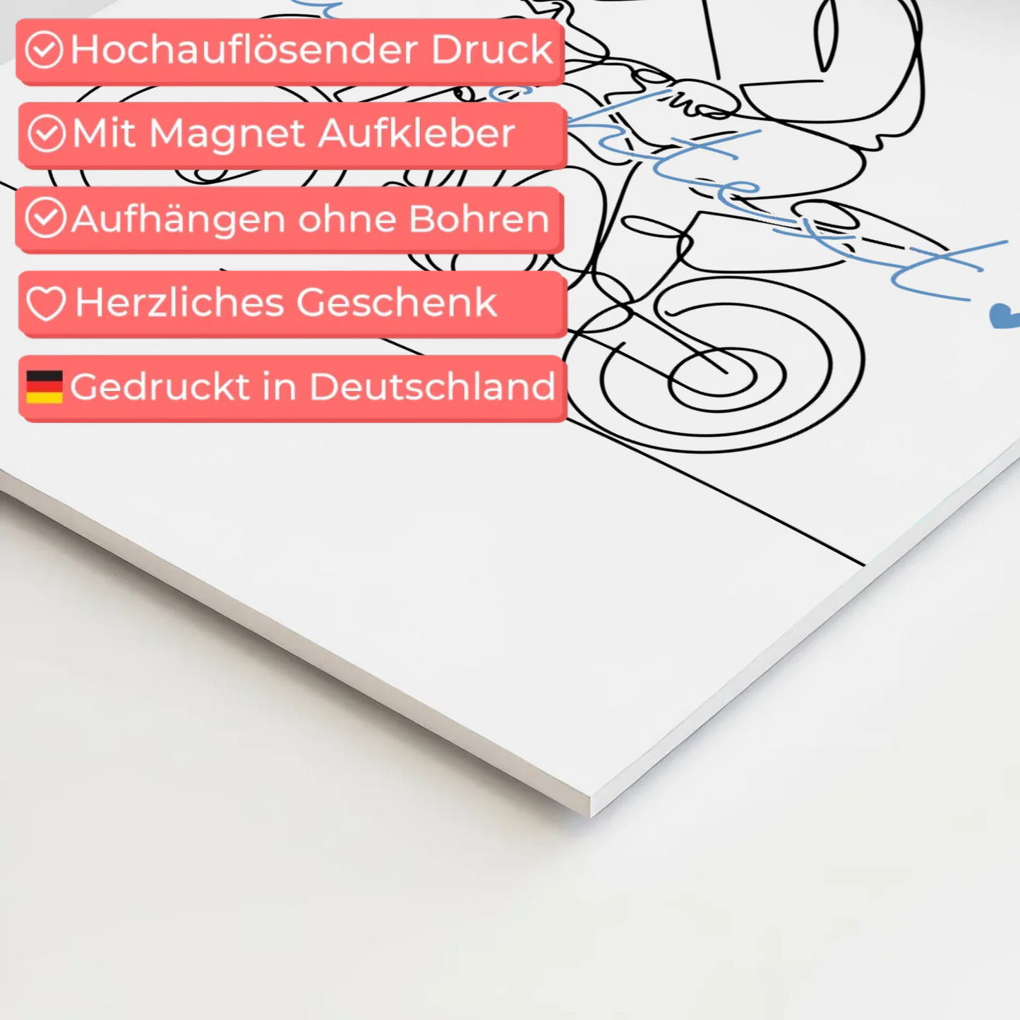 Personalisiertes Fotoboard Magnetisch Lineart Motocross Geschenk Sohn & Bruder