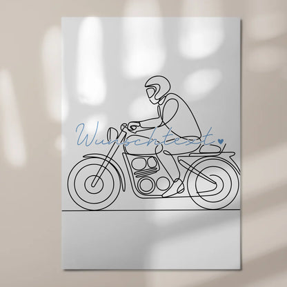 Lineart Fotoboard Magnet Wandbild Motorradfahren Geschenk Sohn & Bruder