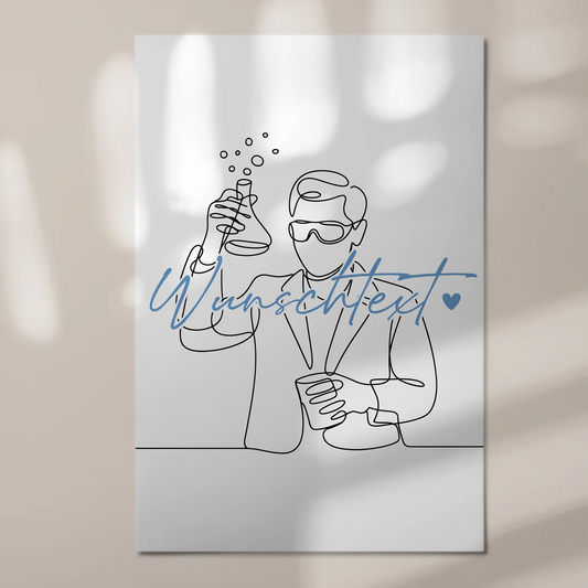 Lineart Fotoboard Magnet Wandbild Chemikant Geschenk Sohn & Bruder 1