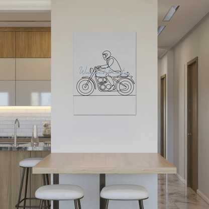 Lineart Fotoboard Magnet Wandbild Motorradfahren Geschenk Sohn & Bruder