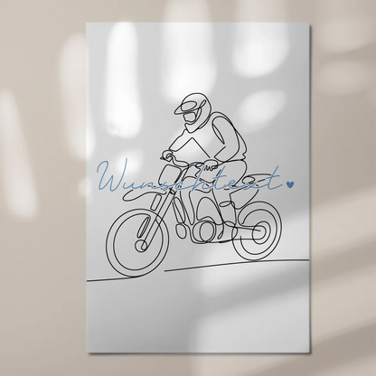 Personalisiertes Fotoboard Magnetisch Lineart Motocross Geschenk Sohn & Bruder