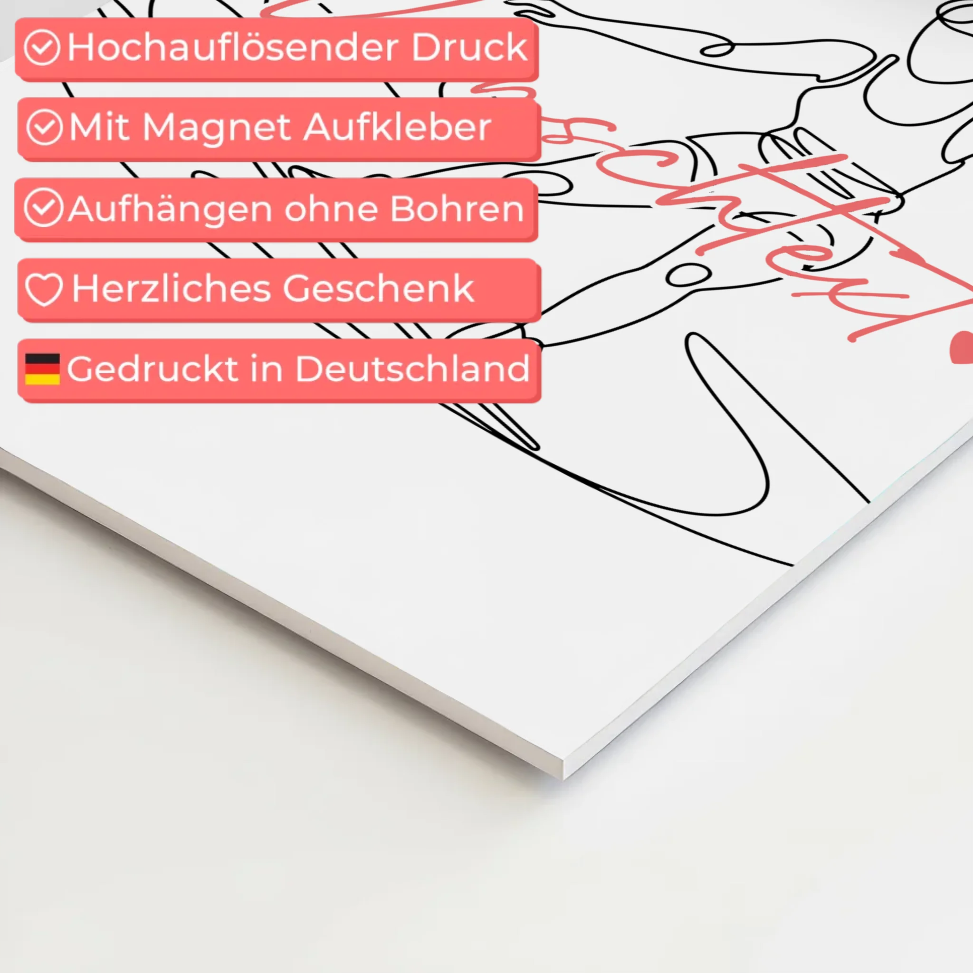 Personalisiertes Fotoboard Magnetisch Lineart Wakeboarden Geschenk Tochter & Schwester 4