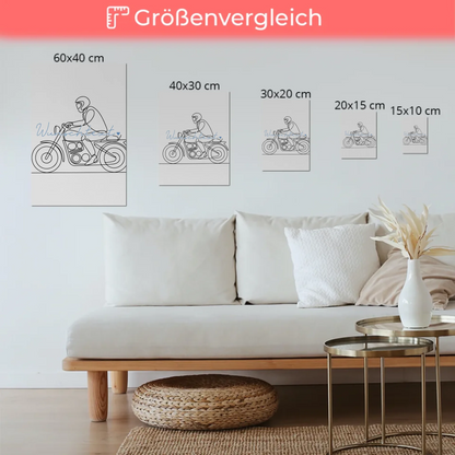 Lineart Fotoboard Magnet Wandbild Motorradfahren Geschenk Sohn & Bruder