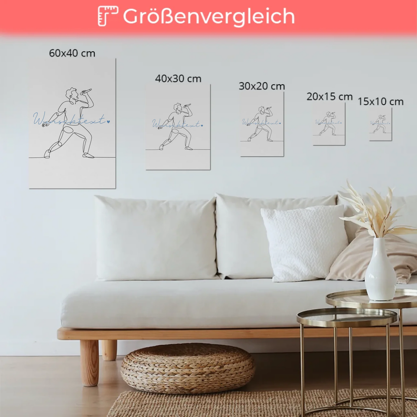 Personalisiertes Fotoboard Magnetisch Lineart Gesang Geschenk Sohn & Bruder