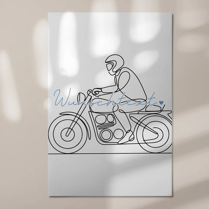 Lineart Fotoboard Magnet Wandbild Motorradfahren Geschenk Sohn & Bruder