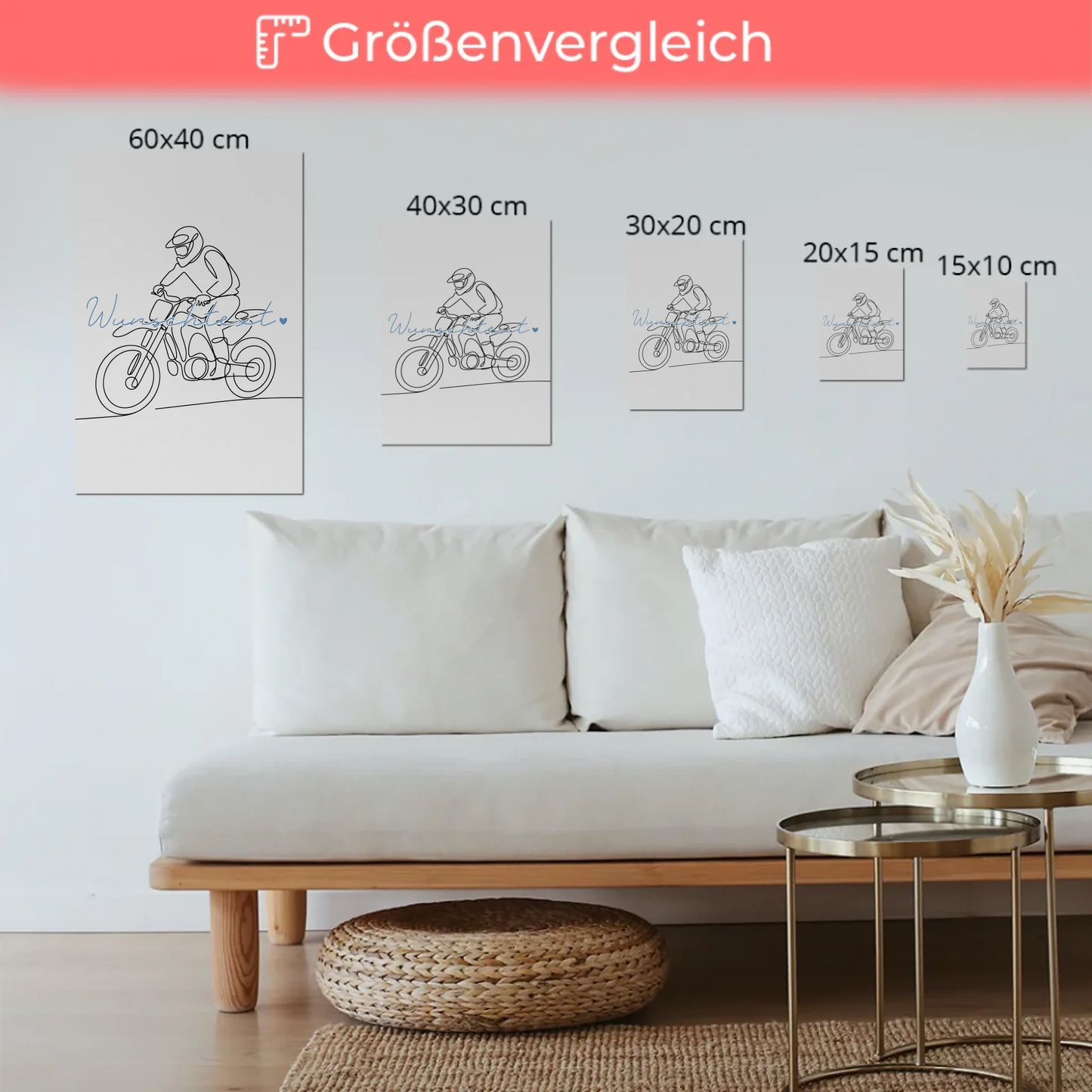 Personalisiertes Fotoboard Magnetisch Lineart Motocross Geschenk Sohn & Bruder
