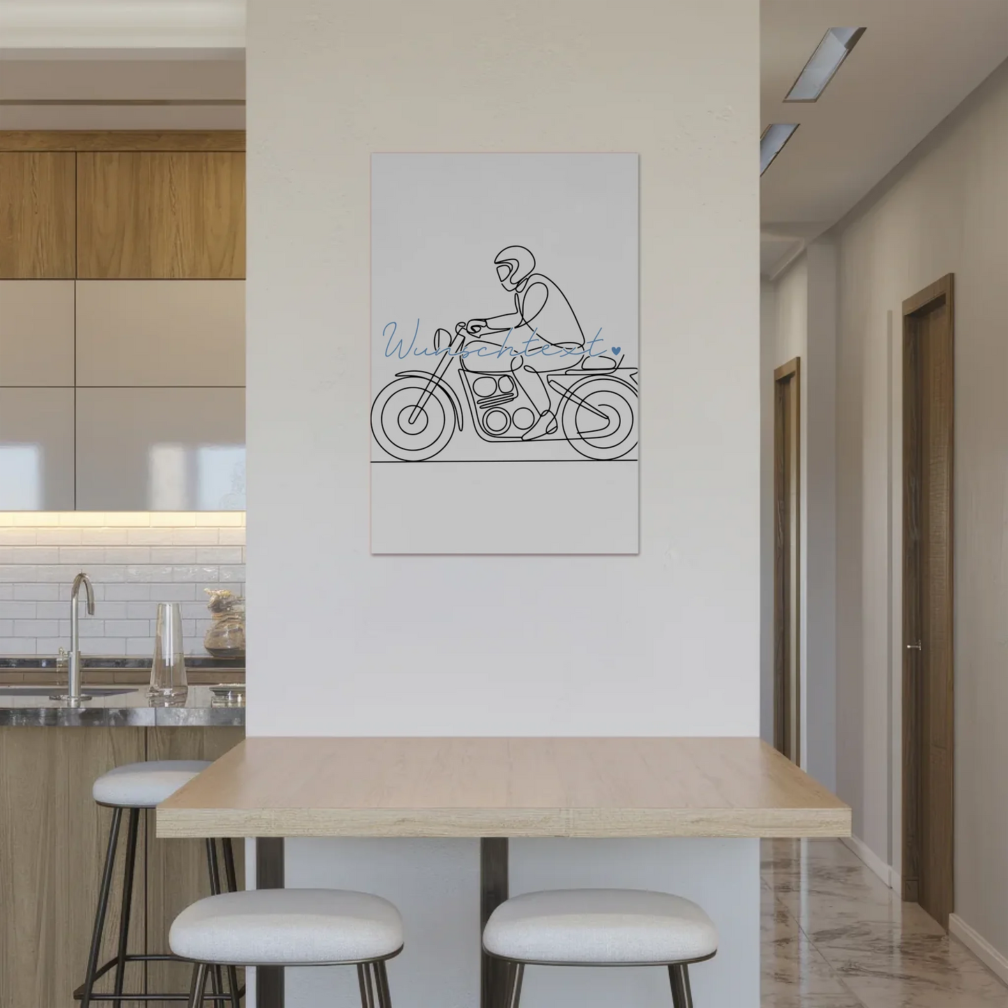 Lineart Fotoboard Magnet Wandbild Motorradfahren Geschenk Sohn & Bruder