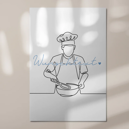 Lineart Fotoboard Magnet Wandbild Kochen Geschenk Sohn & Bruder