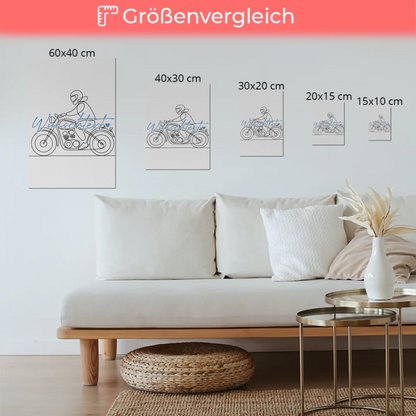 Lineart Fotoboard Magnetisch Personalisiert Motorradfahren Geschenk Sohn & Bruder