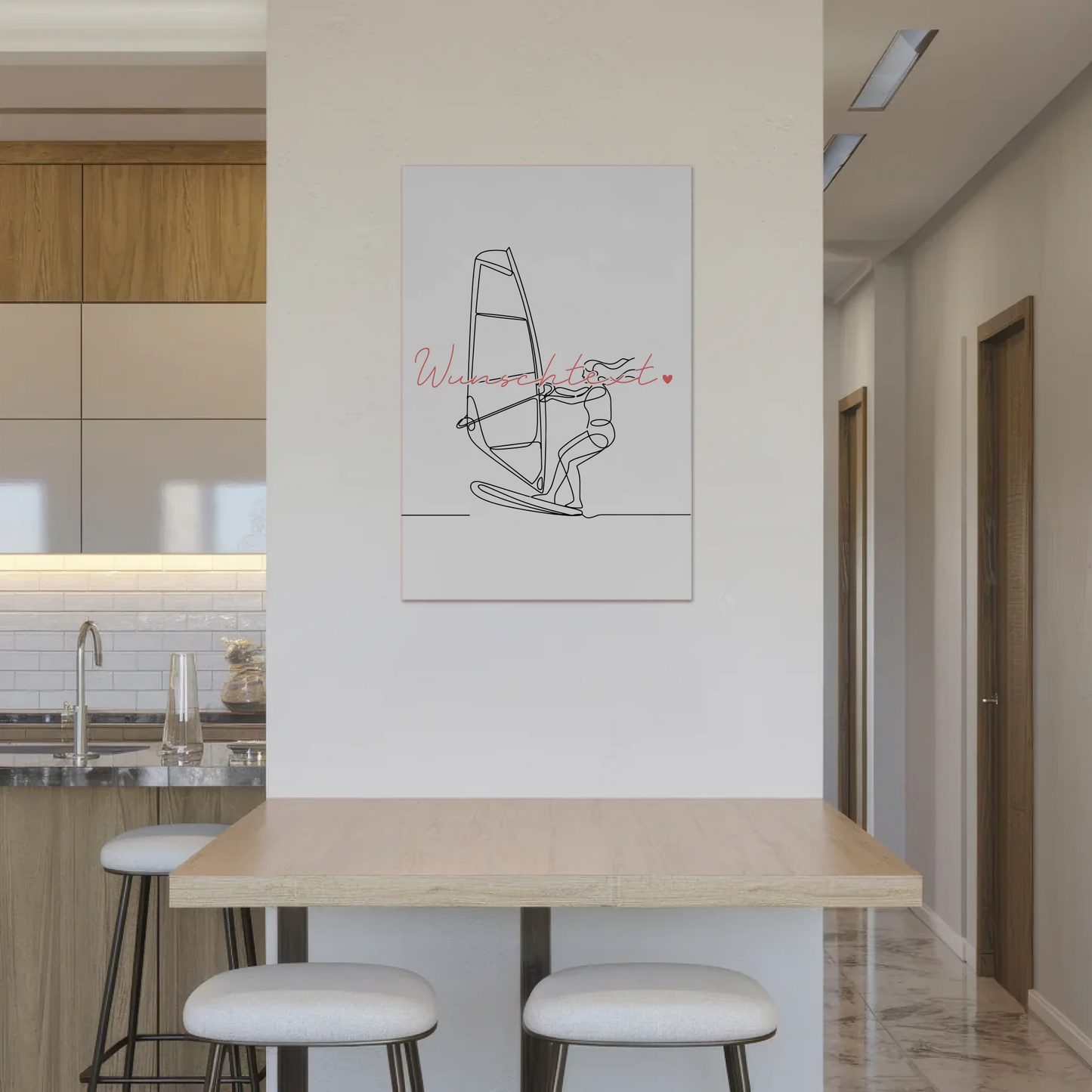 Personalisiertes Fotoboard Magnetisch Lineart Windsurfen Geschenk Tochter & Schwester 2