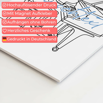 Lineart Fotoboard Magnetisch Personalisiert Klavier Geschenk Sohn & Bruder