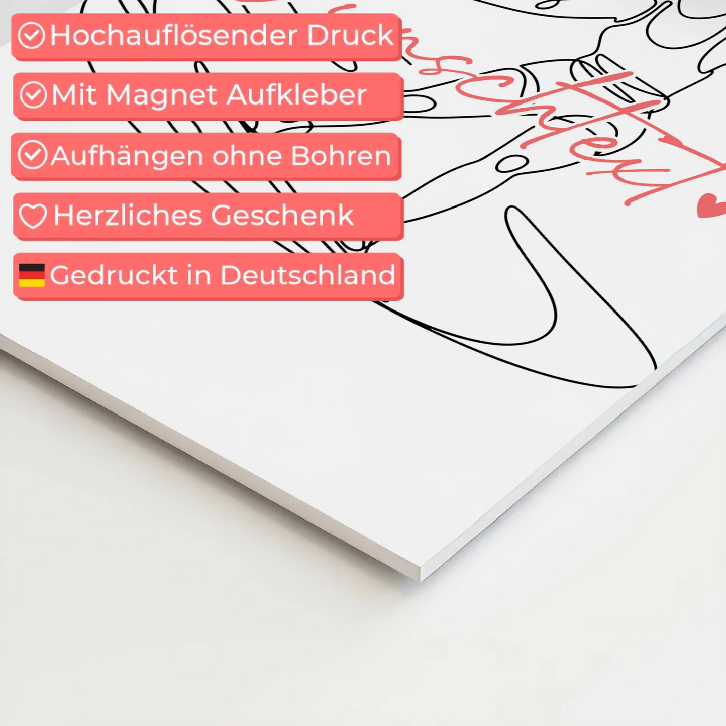 Personalisiertes Fotoboard Magnetisch Lineart Wakeboarden Geschenk Tochter & Schwester 10