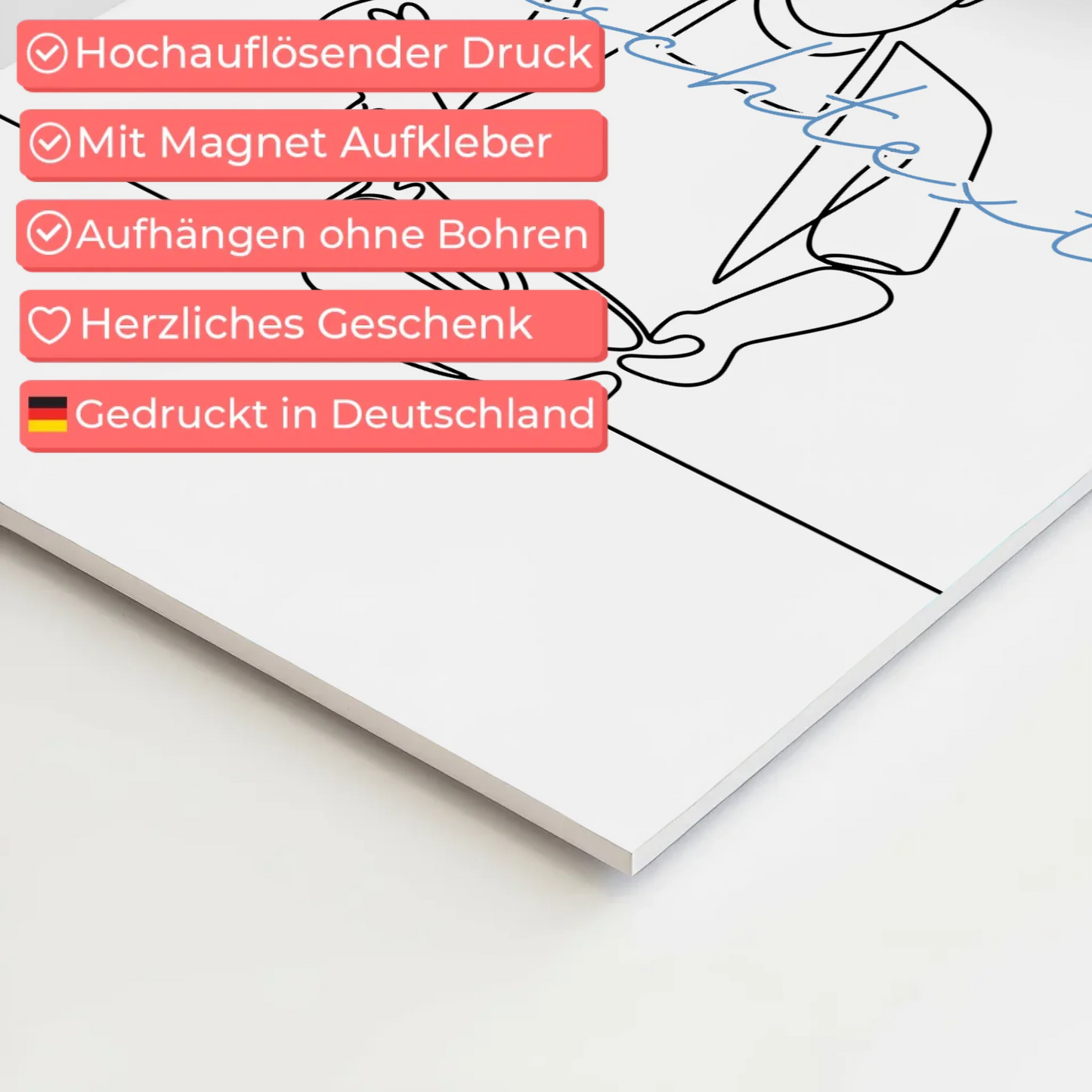 Lineart Fotoboard Magnet Wandbild Kochen Geschenk Sohn & Bruder