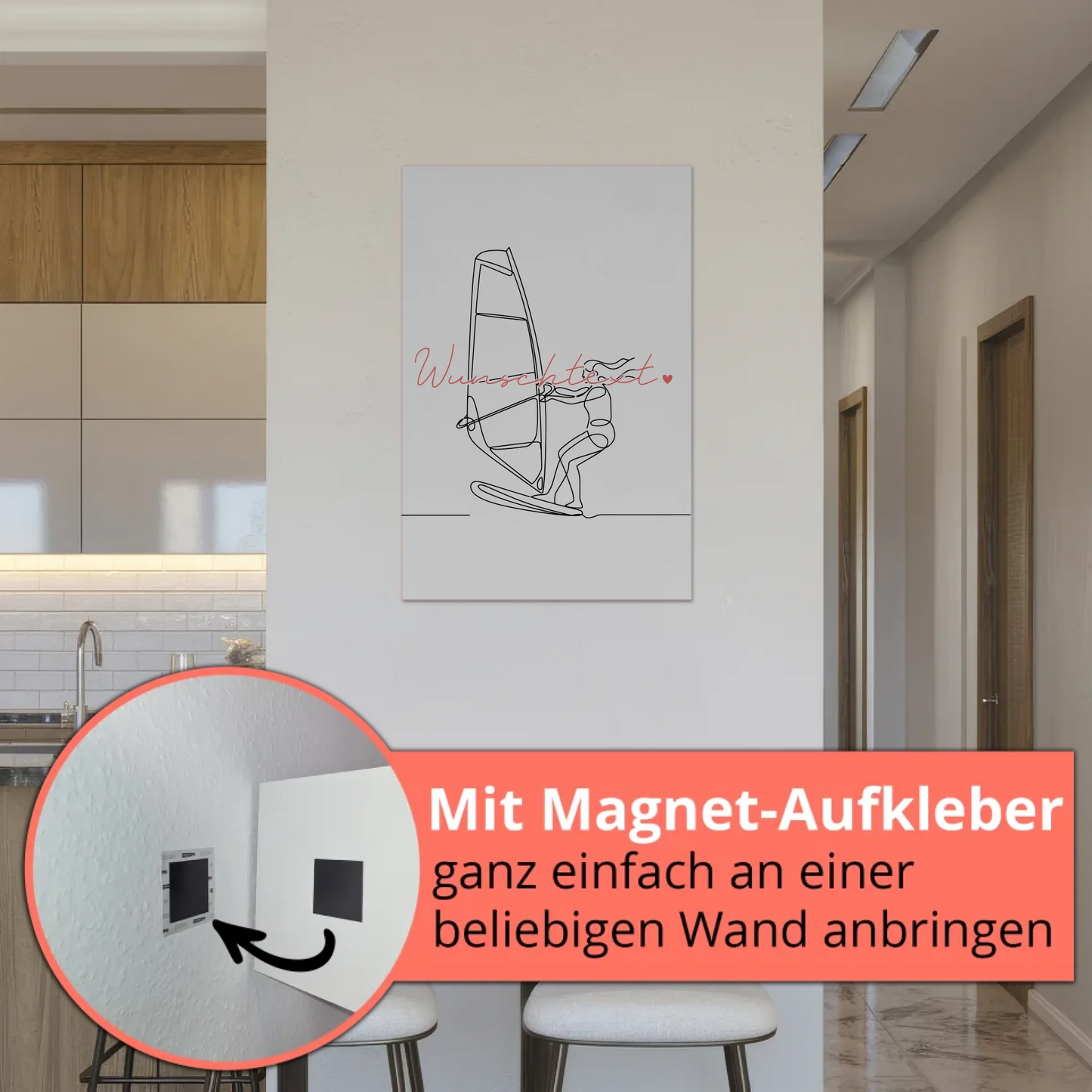 Personalisiertes Fotoboard Magnetisch Lineart Windsurfen Geschenk Tochter & Schwester 5