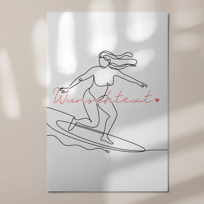 Personalisiertes Fotoboard Magnetisch Lineart Surfen Geschenk Tochter & Schwester 1