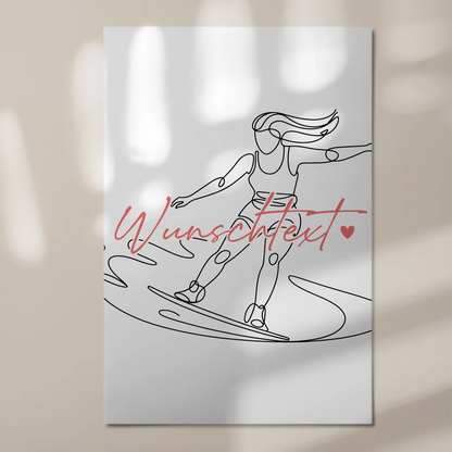Personalisiertes Fotoboard Magnetisch Lineart Wakeboarden Geschenk Tochter & Schwester