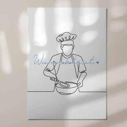 Lineart Fotoboard Magnet Wandbild Kochen Geschenk Sohn & Bruder