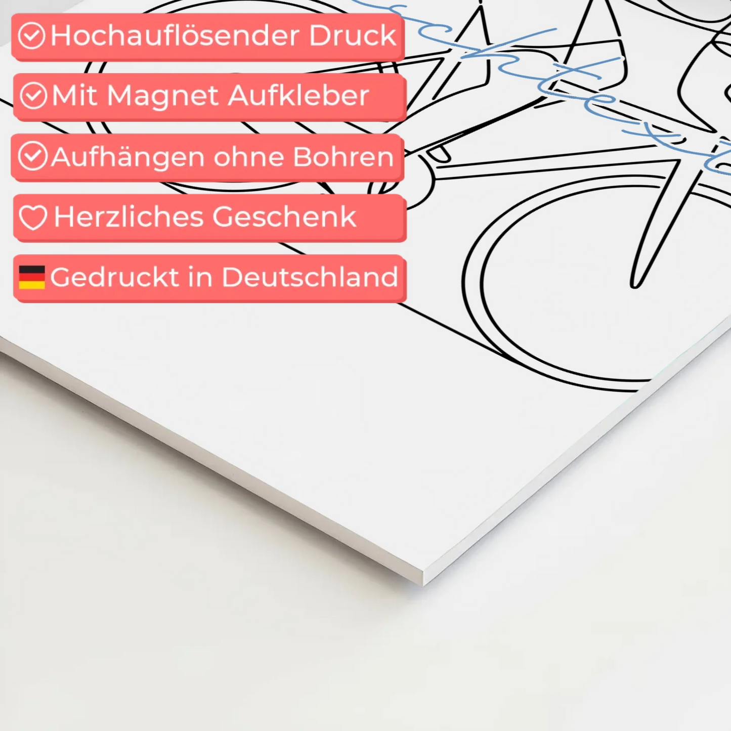 Personalisiertes Fotoboard Magnetisch Lineart Rennradfahren Geschenk Sohn & Bruder