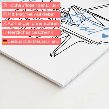 Lineart Fotoboard Magnetisch Personalisiert Klavier Geschenk Sohn & Bruder