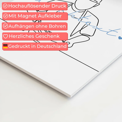 Lineart Fotoboard Magnet Wandbild Kochen Geschenk Sohn & Bruder