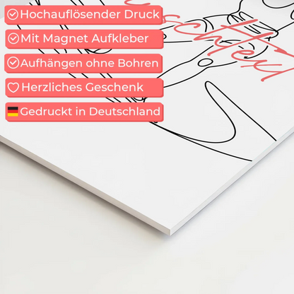 Personalisiertes Fotoboard Magnetisch Lineart Wakeboarden Geschenk Tochter & Schwester