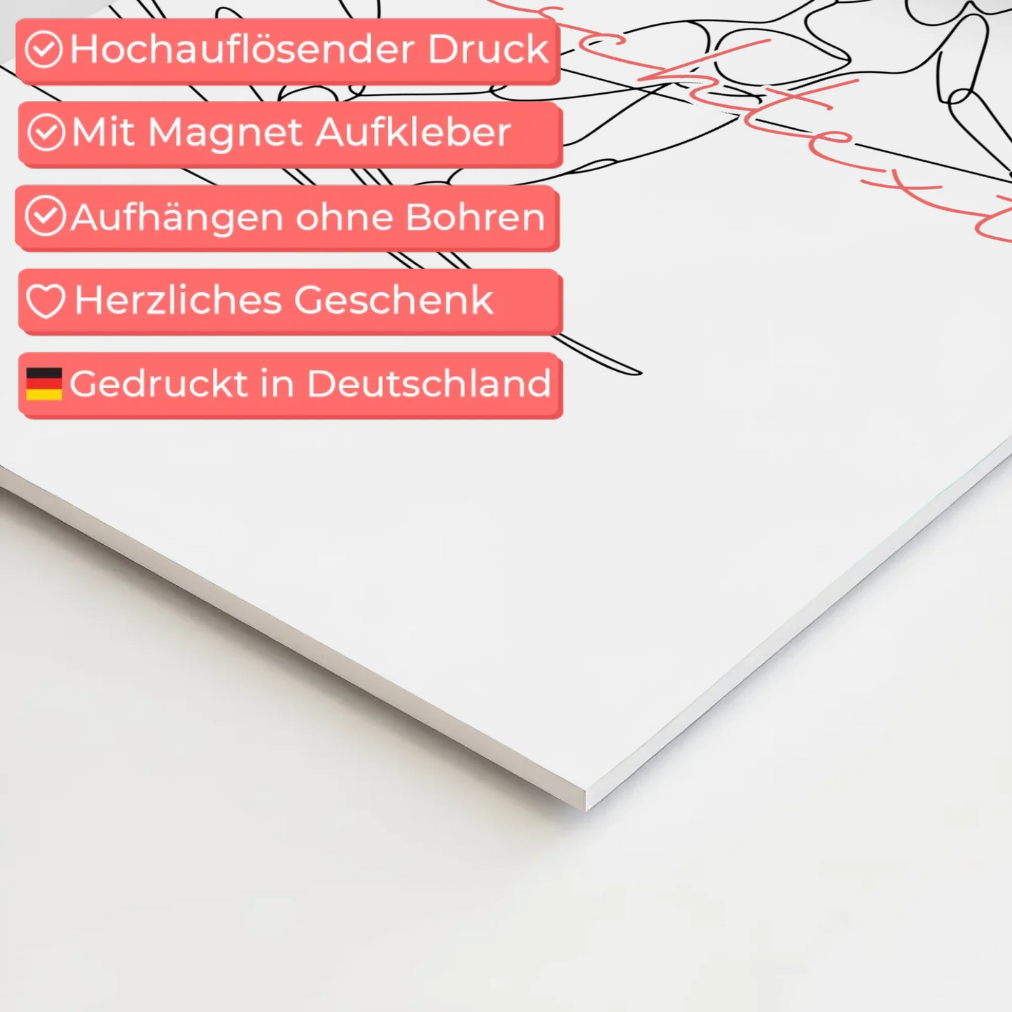 Lineart Fotoboard Magnetisch Personalisiert Wasserskifahren Geschenk Tochter & Schwester