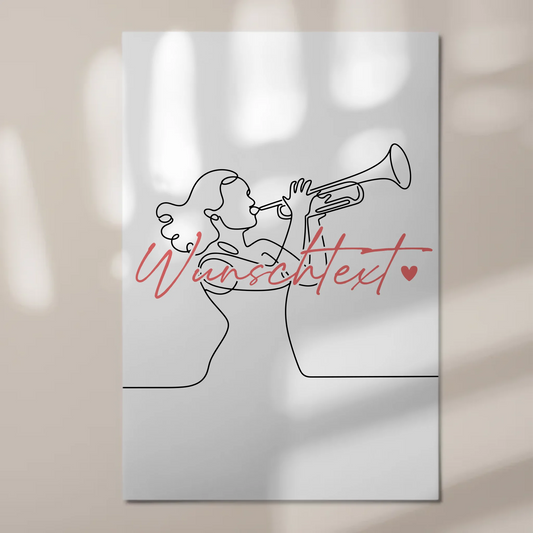Lineart Fotoboard Magnet Wandbild Trompete Geschenk Tochter & Schwester 1