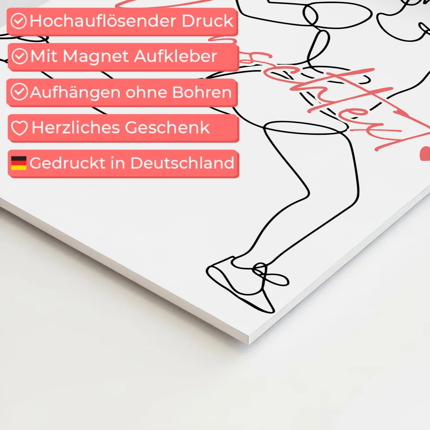 Personalisiertes Fotoboard Magnetisch Lineart Tennis Geschenk Tochter & Schwester 4